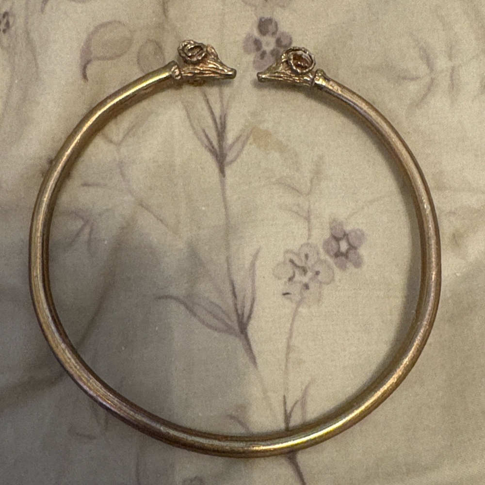 Gold-Tone Brass Ram Head Cuff Bracelet